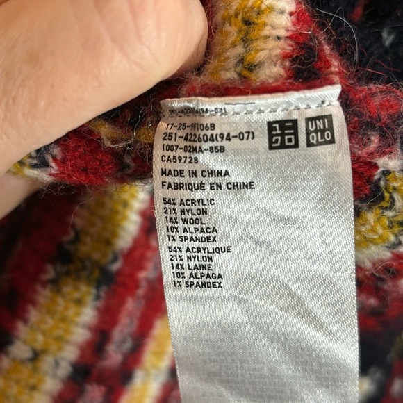 INES DE LA FRESSANGE + UNIQLO  Sz L Jacquard Pattern Crew Neck Buttoned Cardigan - Picture 6 of 6